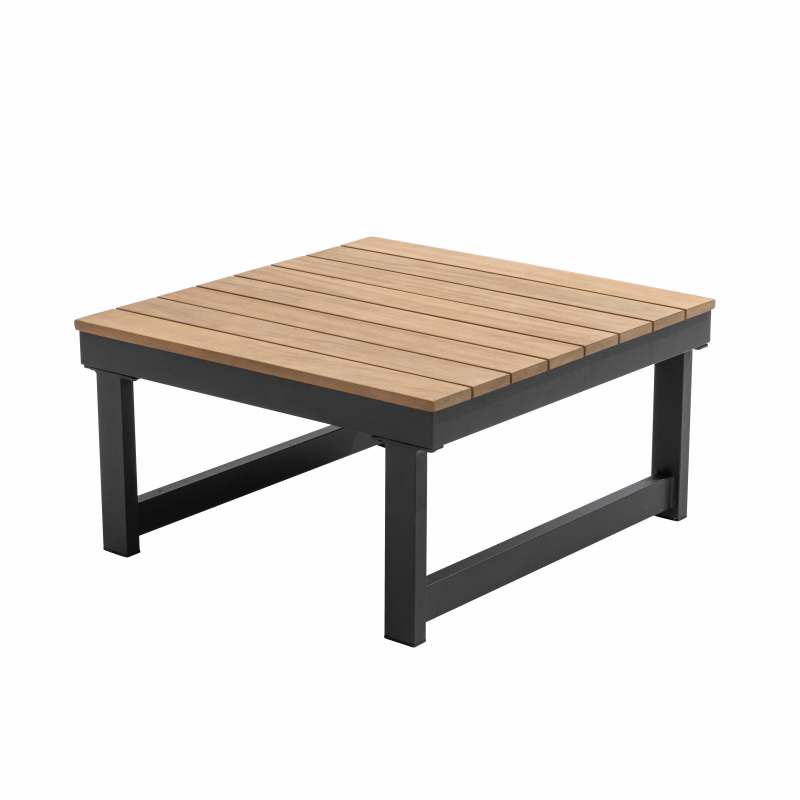 Salon de jardin bas d'angle 6 places en aluminium et bois
