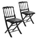 Chaises pliantes noires en bois