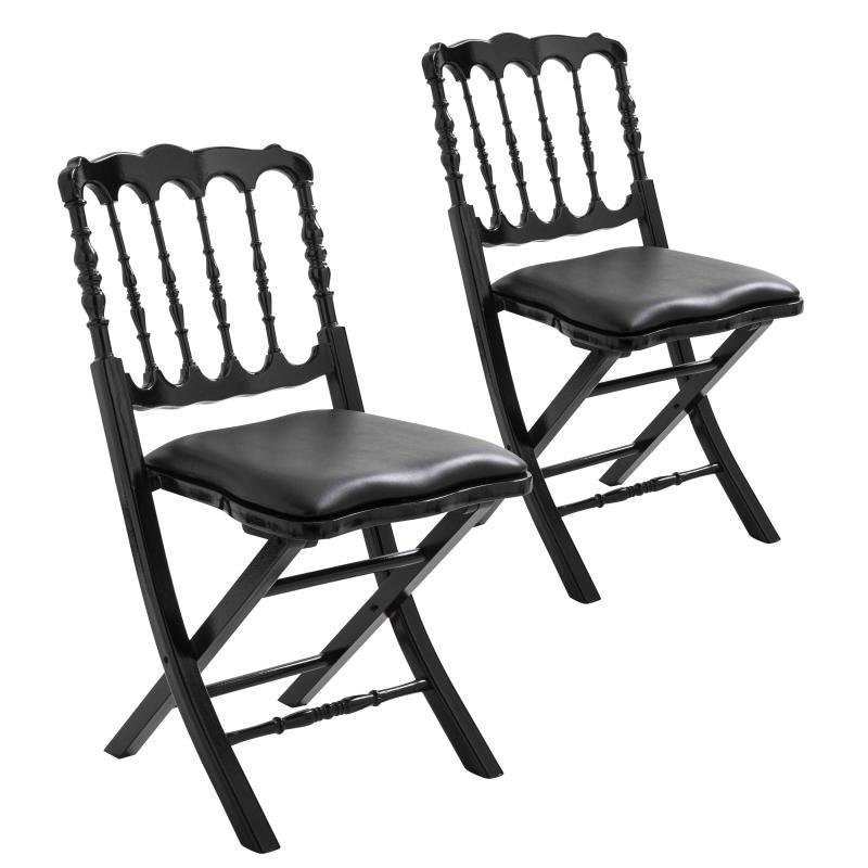 Chaises pliantes noires en bois