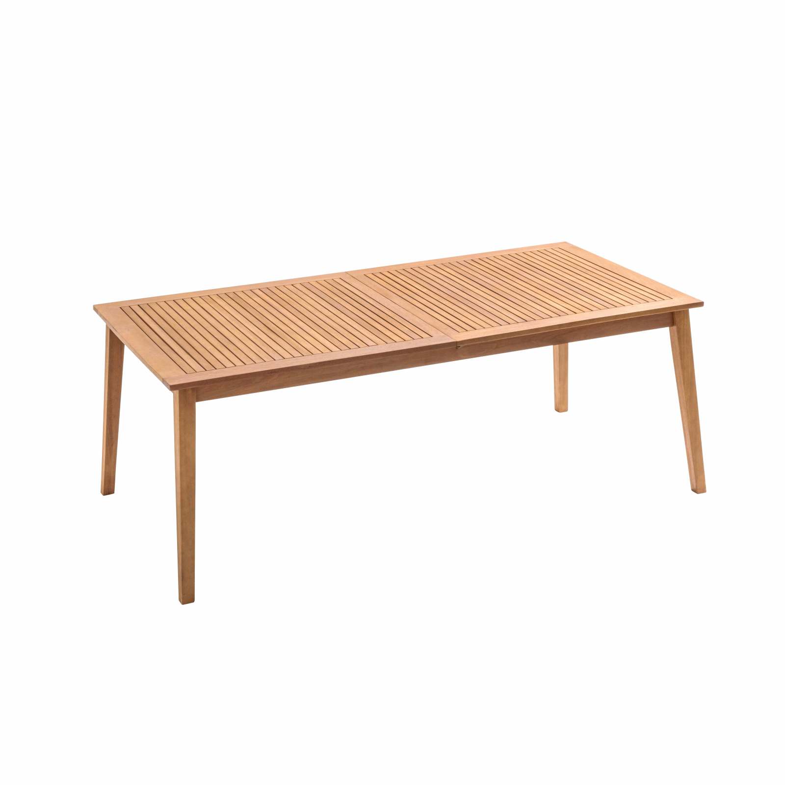 Table de jardin en bois exotique + 6 fauteuils en acier