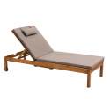 Bain de soleil avec coussin et tablette en bois d'eucalyptus