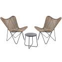 Lot de 2 chaises de jardin en résine tressée et une table basse