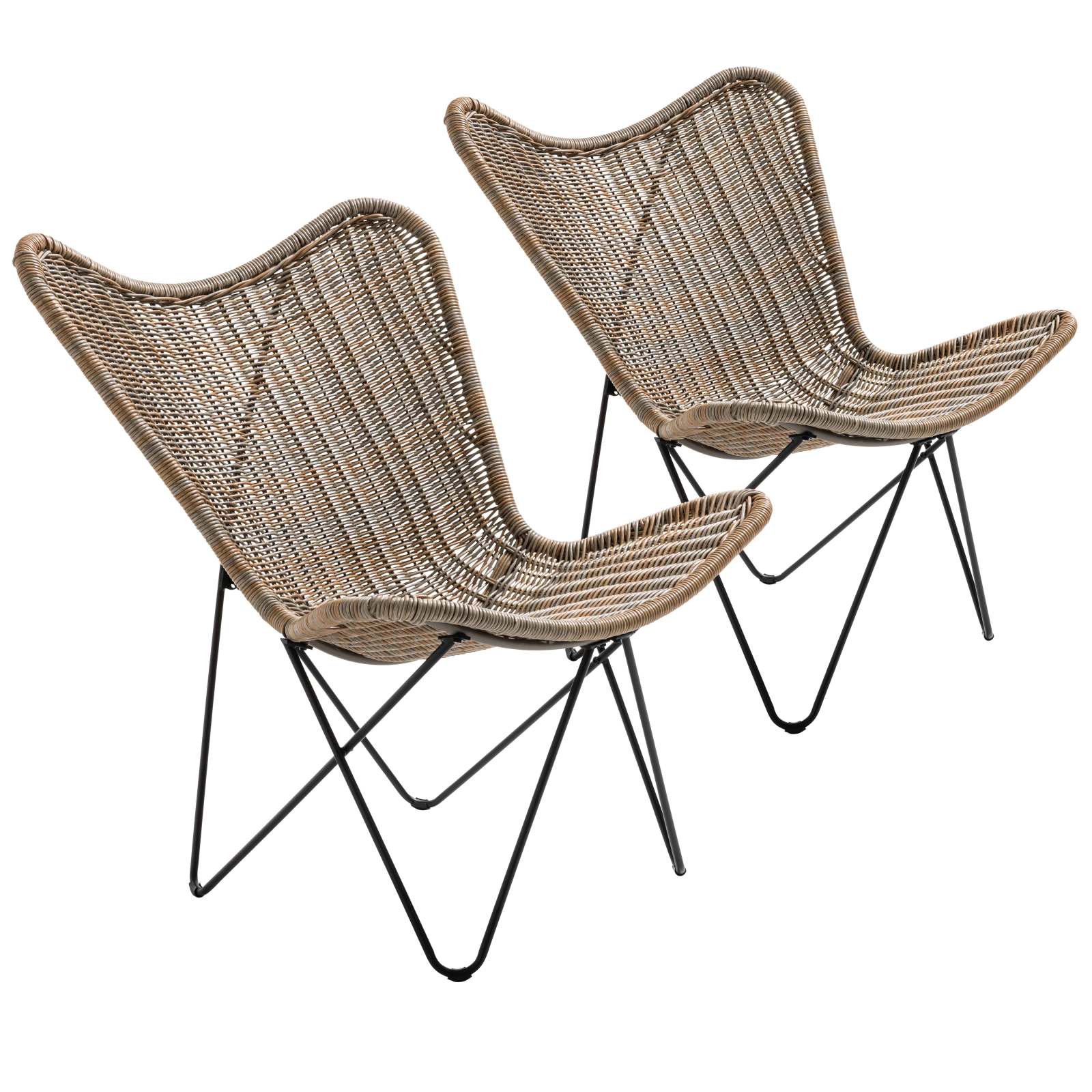 Lot de 2 fauteuils de jardin en résine tressée