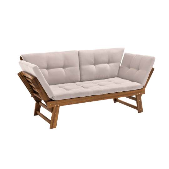 Canapé de jardin relax en acacia avec coussins | Oviala