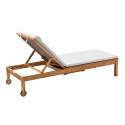 Lot de 2 bains de soleil avec coussin et tablette en bois d'eucalyptus