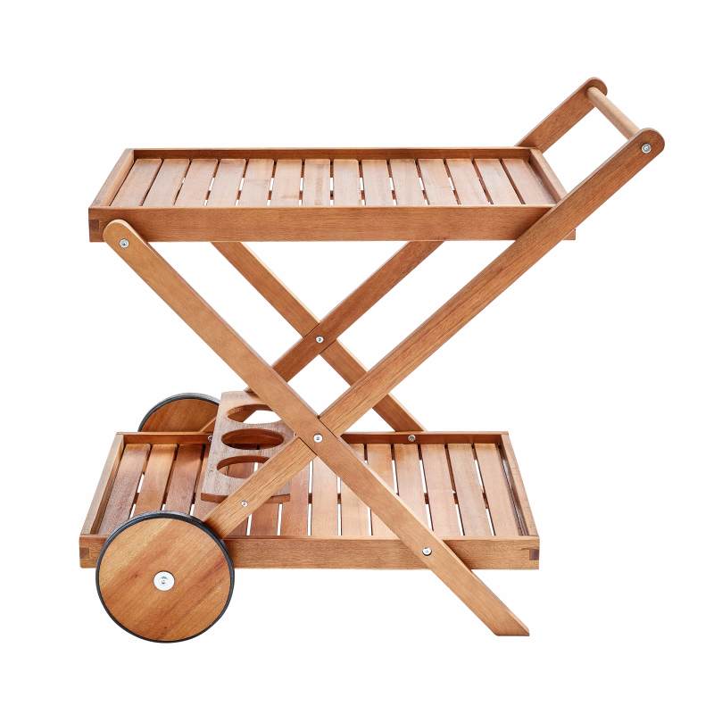 Desserte à roulette en bois d'eucalyptus