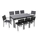 Table de jardin table extensible en aluminium avec 6 chaises et 2 chaises avec accoudoirs