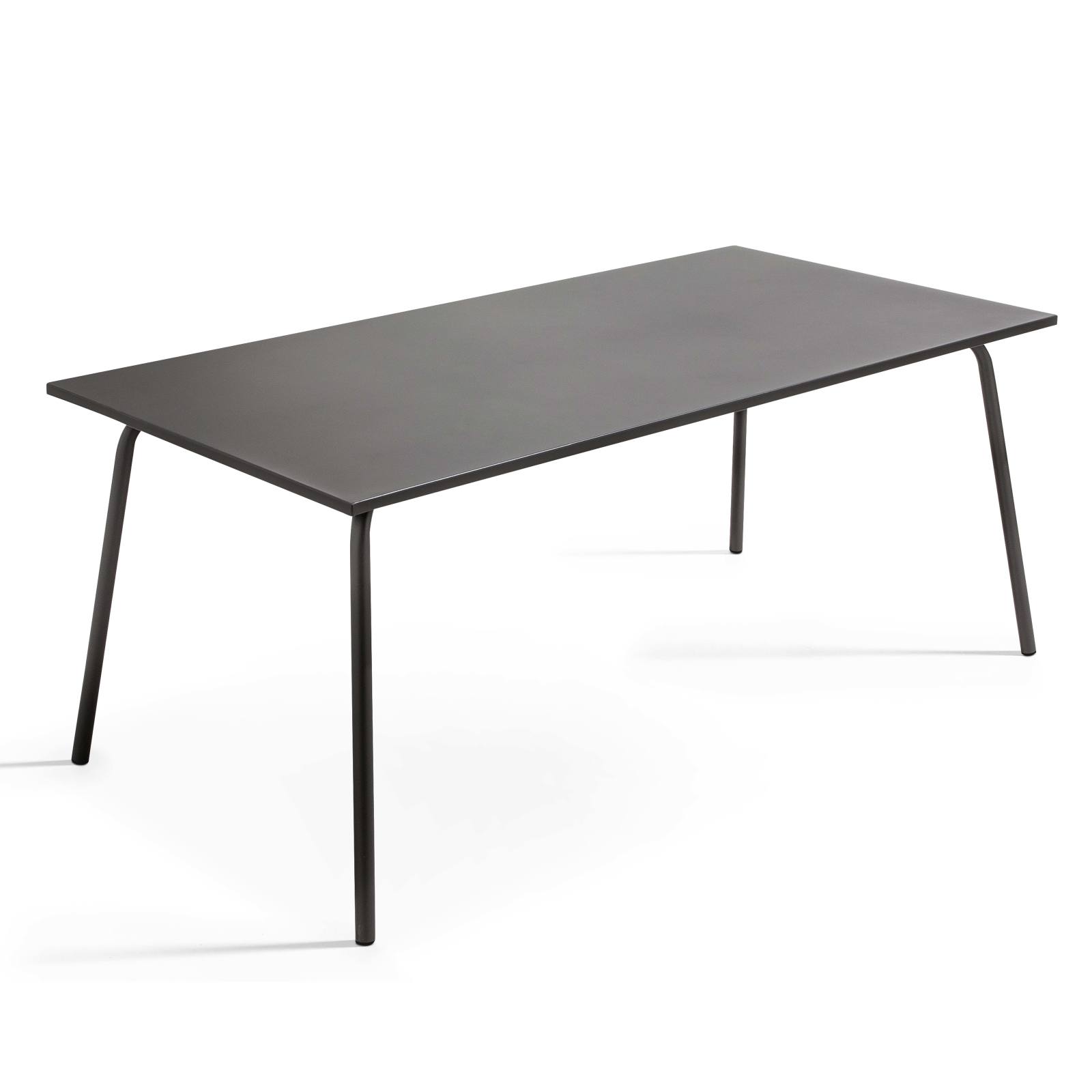 Table de jardin rectangulaire 180 x 90 cm et 6 chaises avec accoudoirs en résine tressée