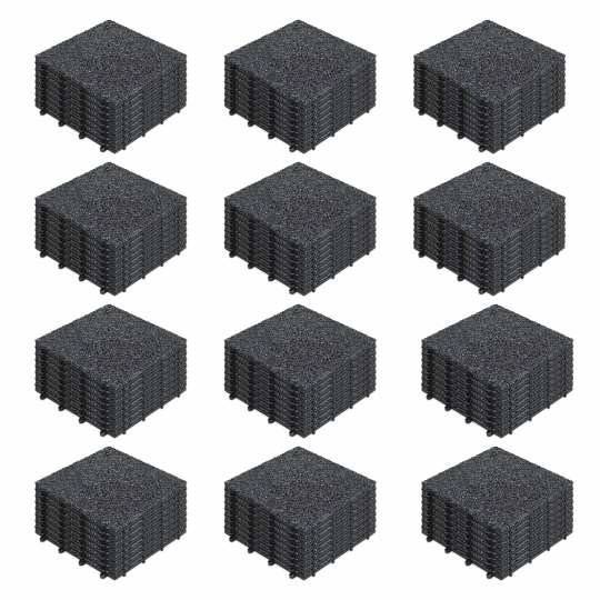 Lot de dalles de terrasse clipsable en gravillon noir | Oviala