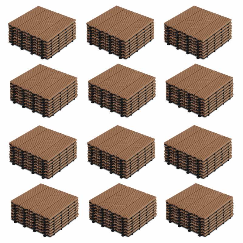 Lot dalles de terrasse clipsables en bois composite - (30 x 30 x 2,5 cm)