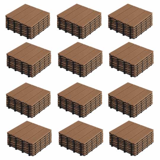 Lot de dalles de terrasse clipsables en bois composite marron | Oviala