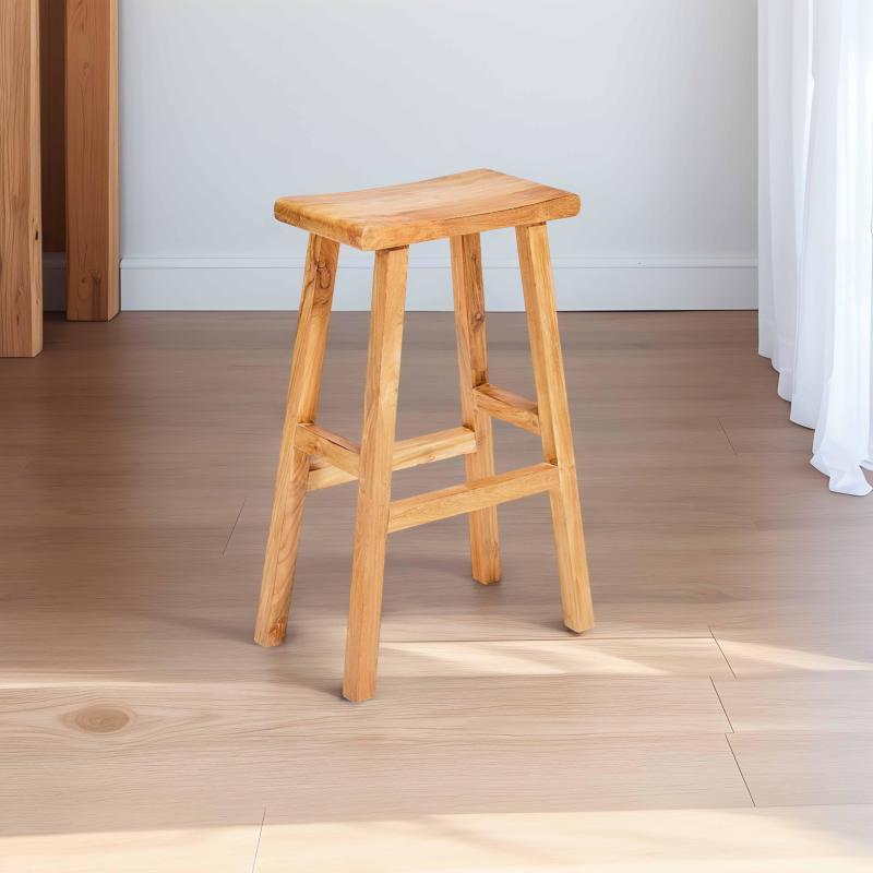 Tabouret de bar en teck recyclé