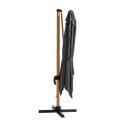 Parasol déporté inclinable carré mât effet bois (3 x 3m) - 250g/m²