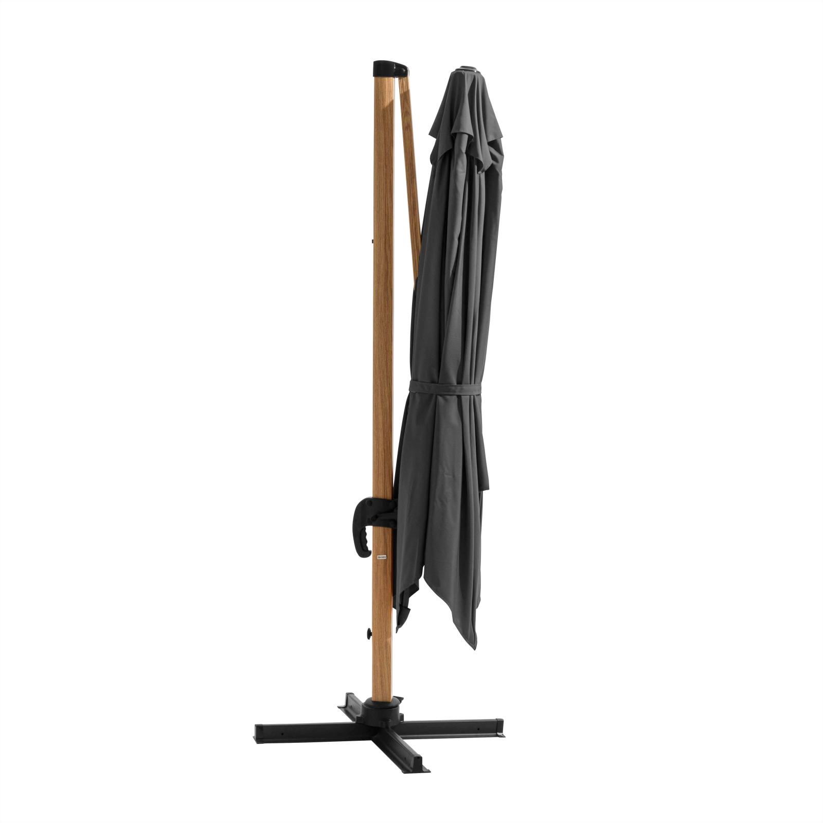 Parasol déporté inclinable carré mât effet bois (3 x 3m) - 250g/m²