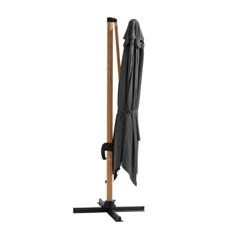 Parasol déporté inclinable carré mât effet bois (3 x 3m) - 250g/m² (3/7)
