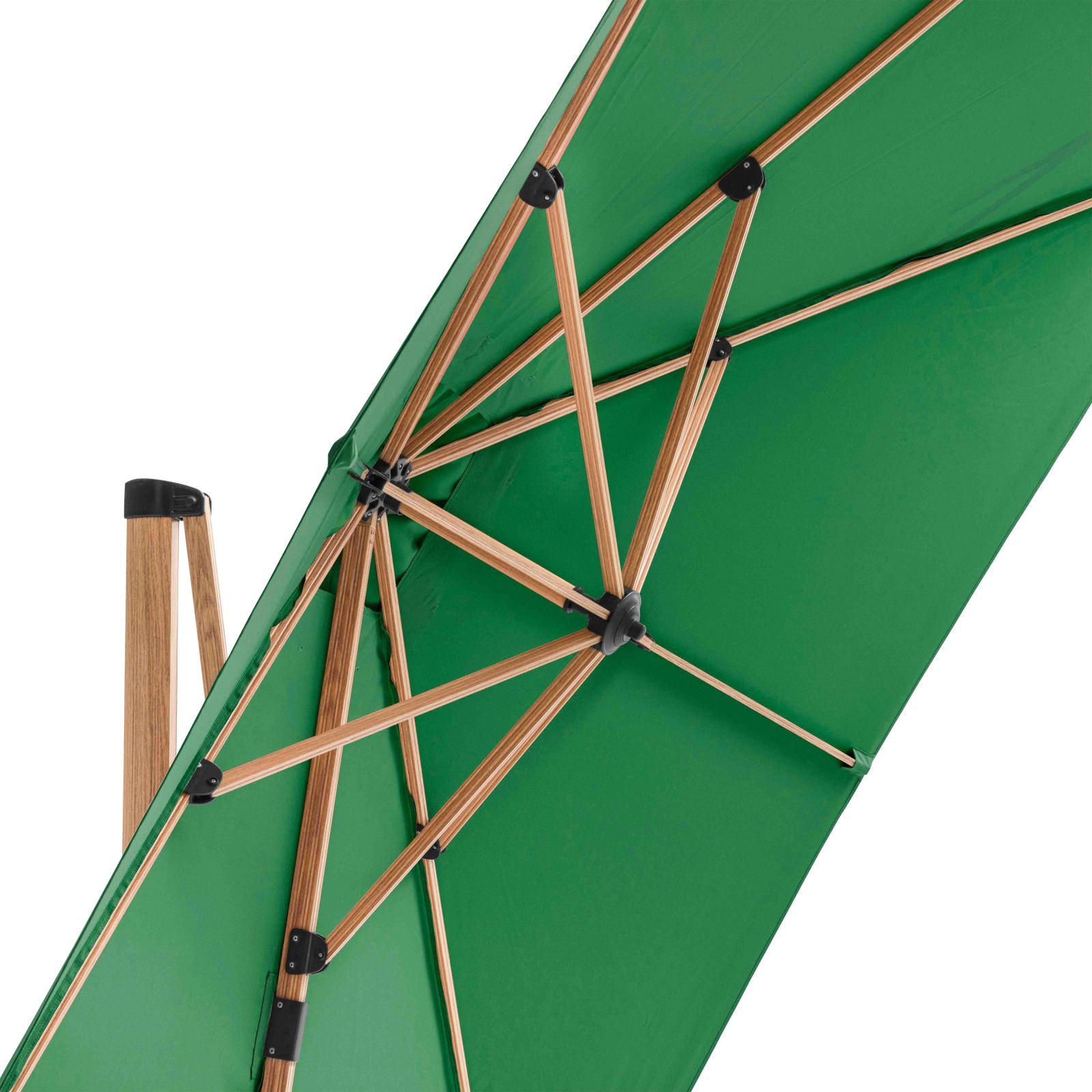 Parasol déporté inclinable carré mât effet bois (3 x 3m) - 250g/m²