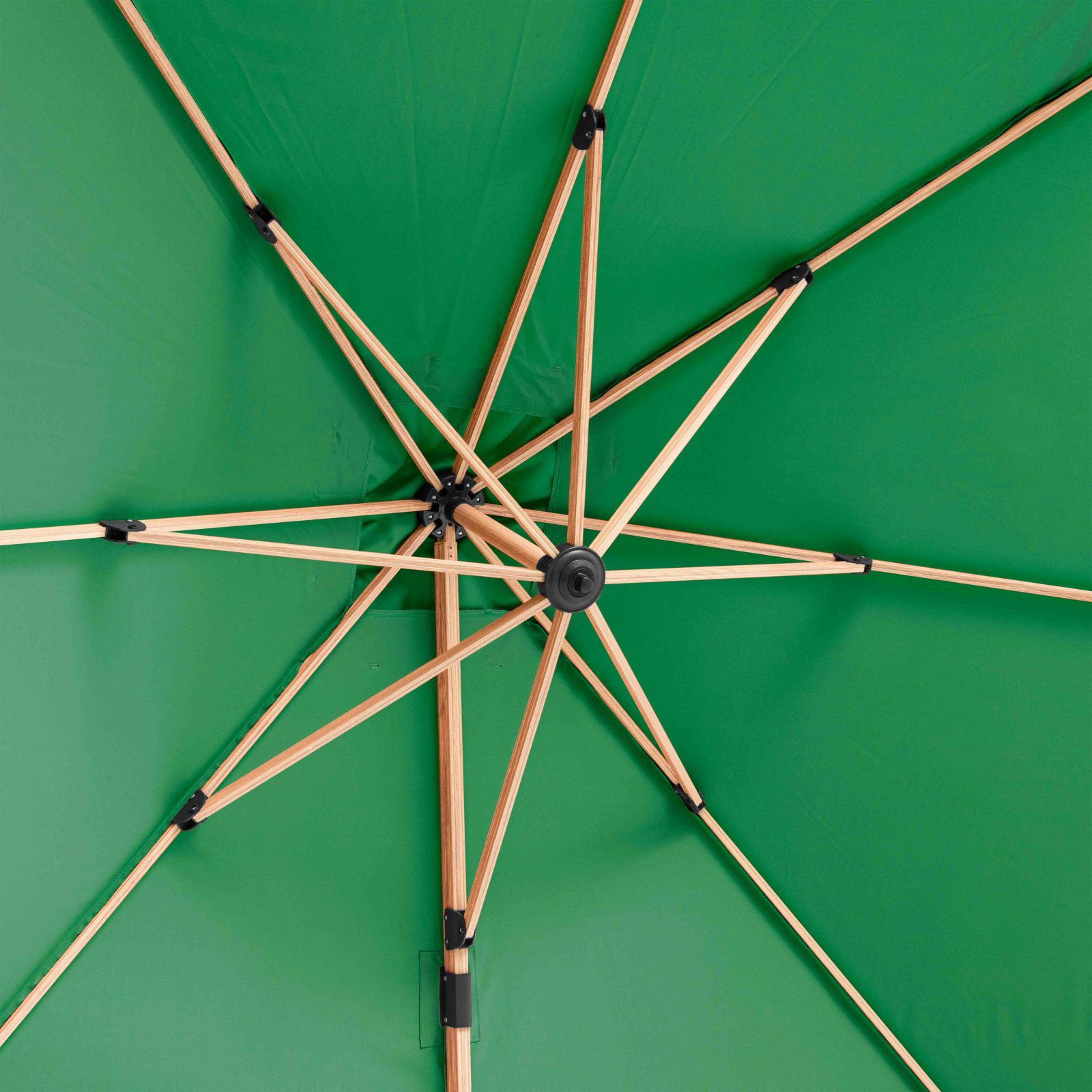 Parasol déporté inclinable carré mât effet bois (3 x 3m) - 250g/m²