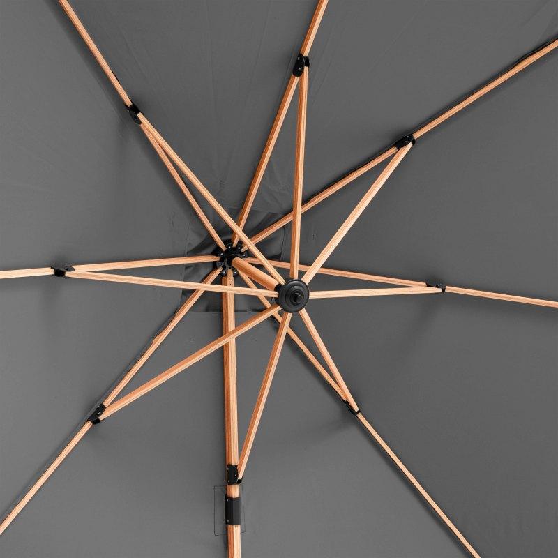 Parasol déporté inclinable carré mât effet bois (3 x 3m) - 250g/m² (5/7)