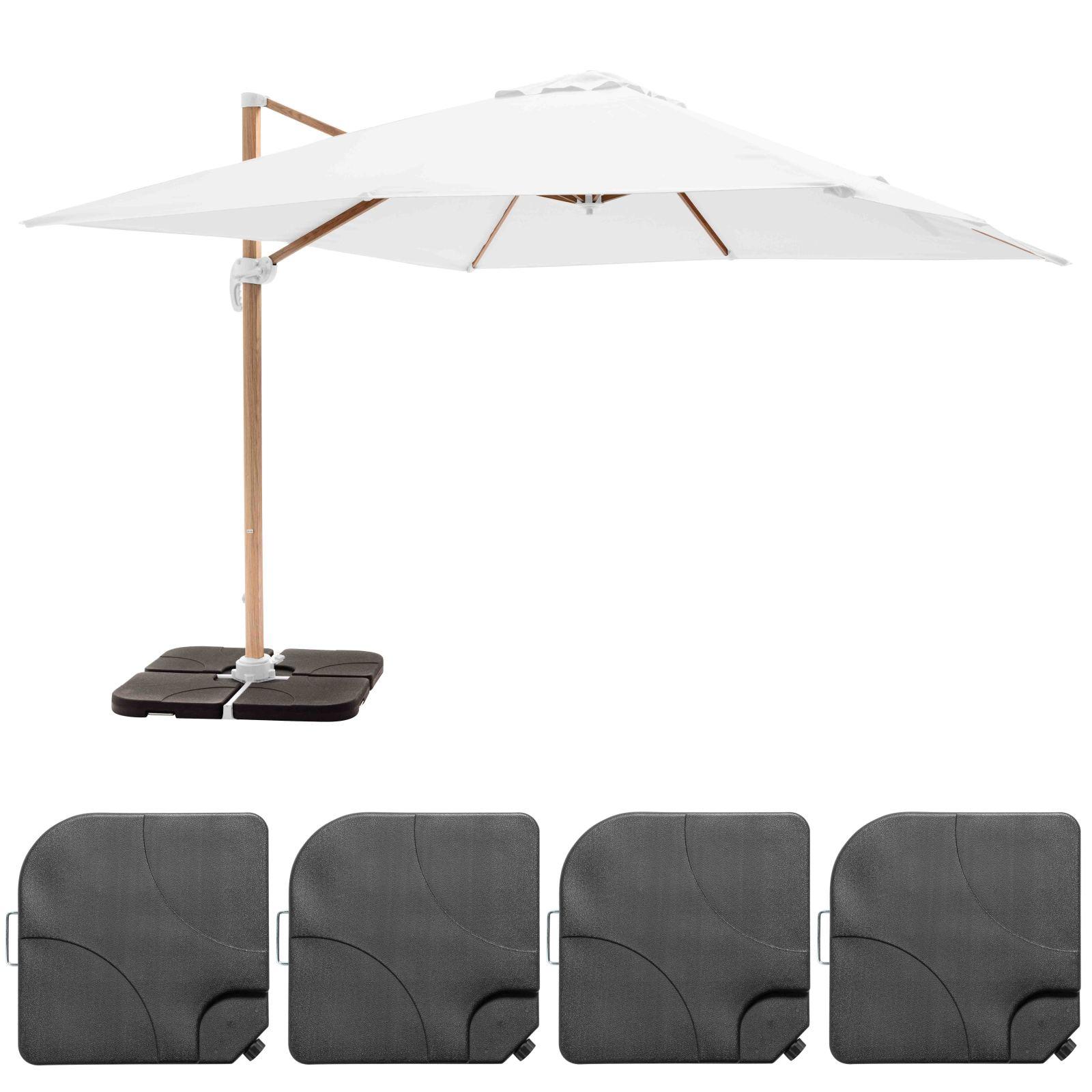Ensemble parasol déporté inclinable (3 x 3m) 250g/m² + 4 dalles à lester remplissables