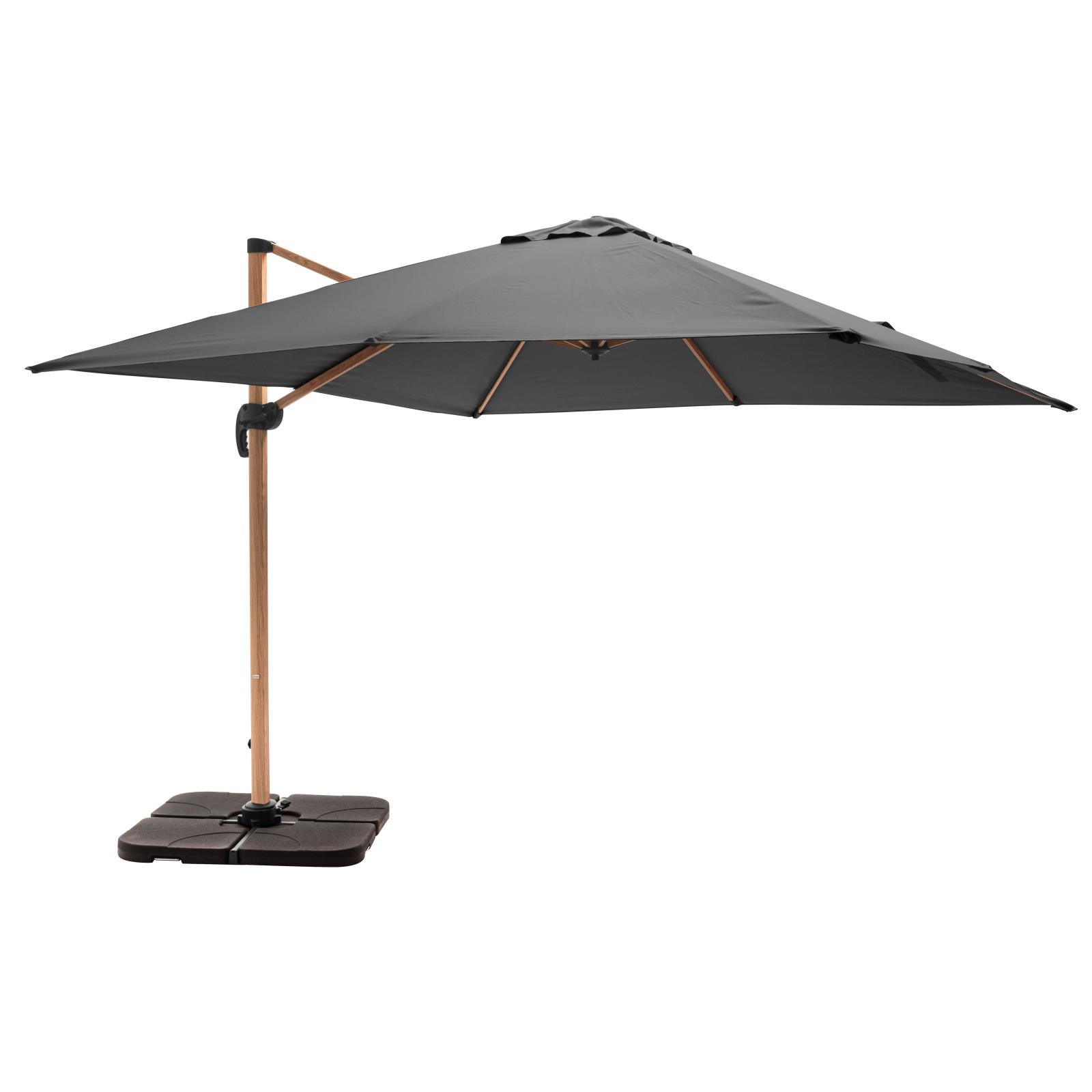 Ensemble parasol déporté inclinable (3 x 3m) 250g/m² + 4 dalles à lester remplissables