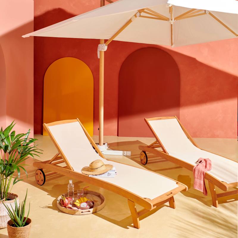 Ensemble parasol déporté inclinable (3 x 3m) 250g/m² + 4 dalles à lester remplissables (7/8)