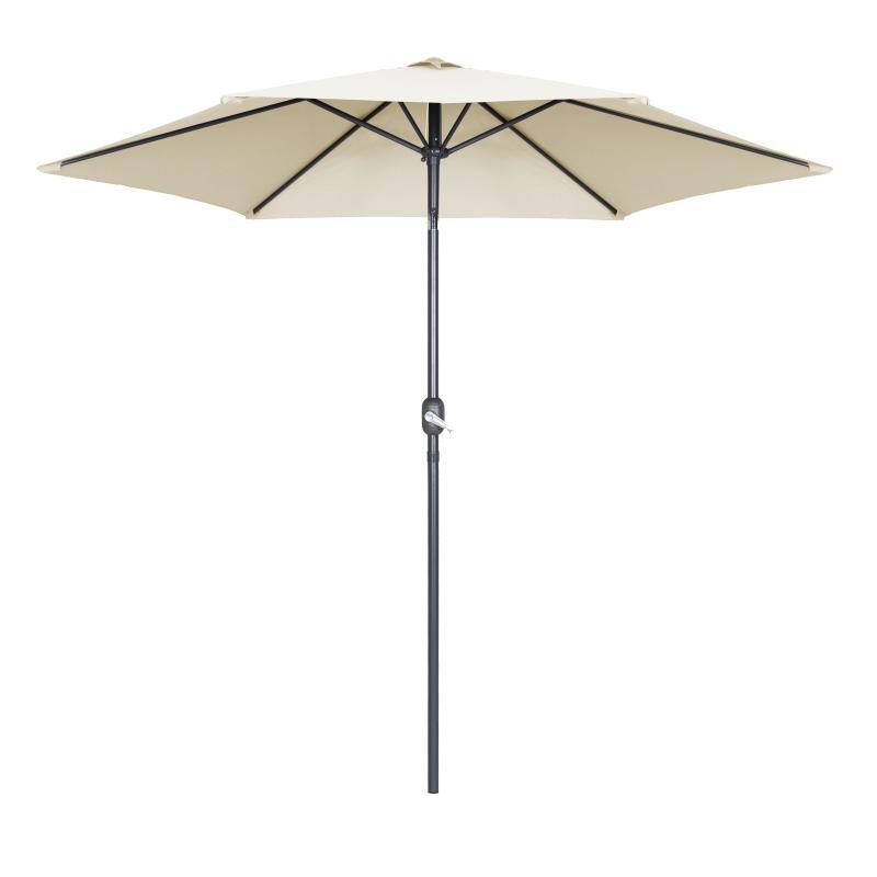 Ensemble parasol droit inclinable 180g/m² (Ø3m) avec pied pliant + 4 dalles lestées
