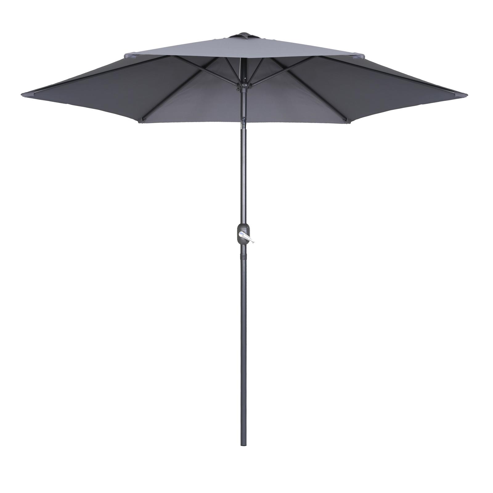 Ensemble parasol droit inclinable 180g/m² (Ø3m) avec pied pliant + 4 dalles lestées