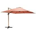 Parasol déporté inclinable carré mât effet bois (3 x 3m) - 250g/m²