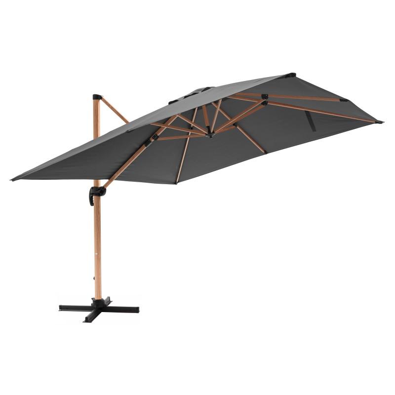 Parasol déporté inclinable carré mât effet bois (3 x 3m) - 250g/m² (2/7)