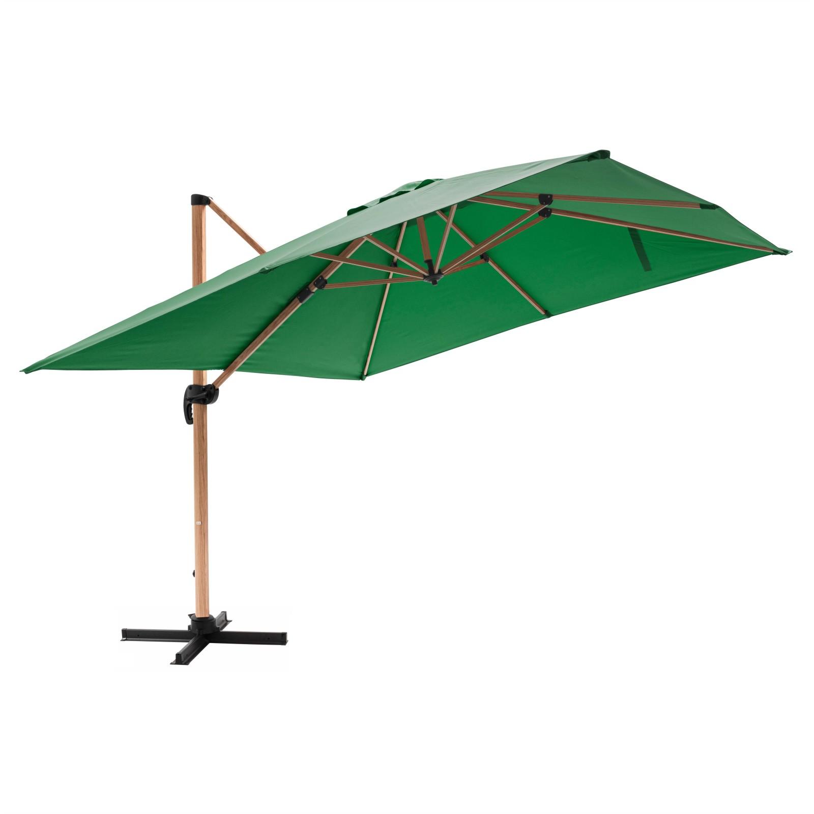 Parasol déporté inclinable carré mât effet bois (3 x 3m) - 250g/m²