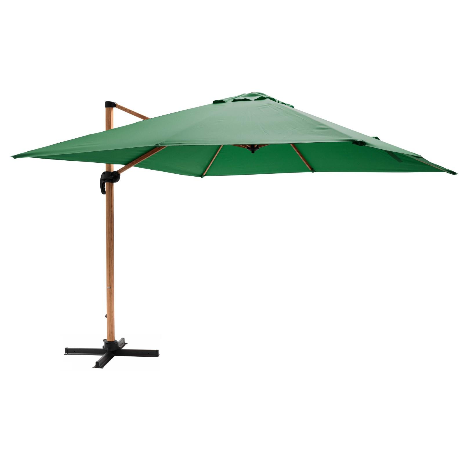 Parasol déporté inclinable carré mât effet bois (3 x 3m) - 250g/m²