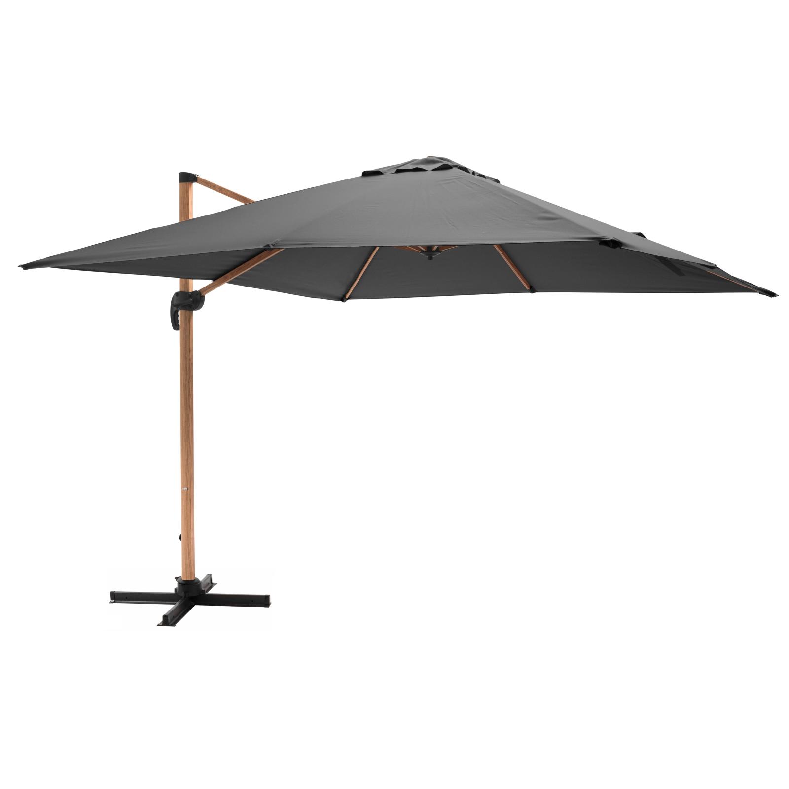 Parasol déporté inclinable carré mât effet bois (3 x 3m) - 250g/m²