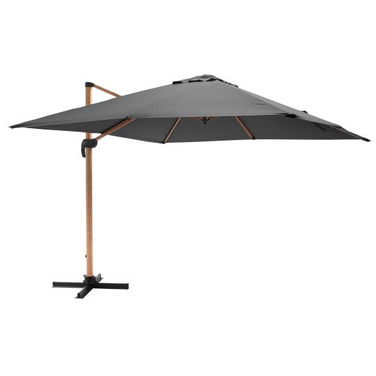 Parasol déporté inclinable carré mât effet bois (3 x 3m) - 250g/m²