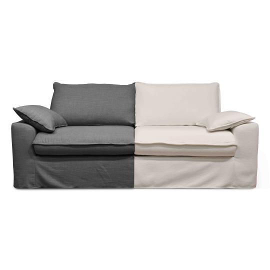 Canapé en tissu lin métis Anthracite + housse