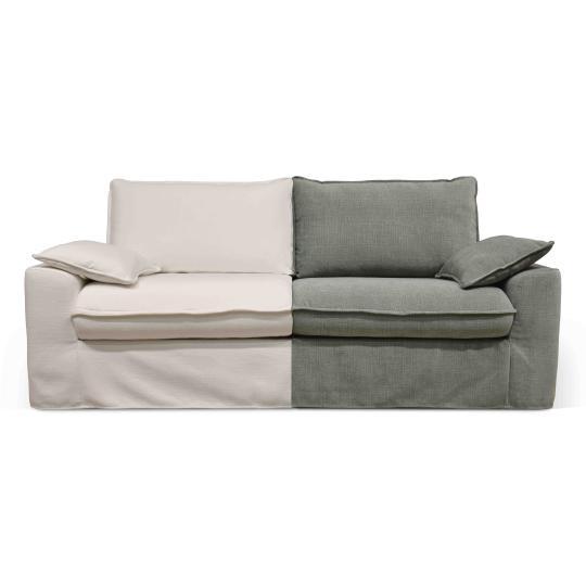 Canapé en tissu texturé blanc + housse