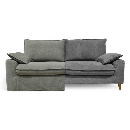 Canapé en tissu texturé vert gris + housse