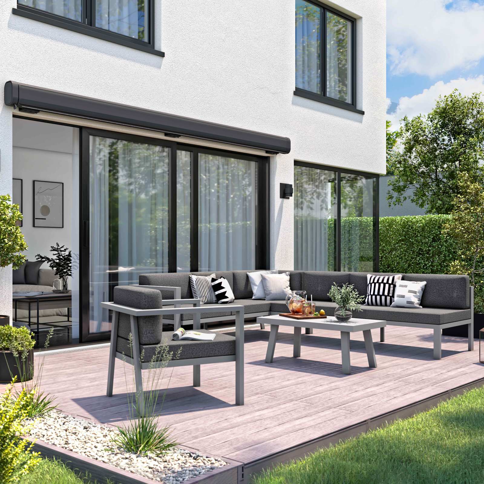 Store banne électrique + Led avec coffre intégral 3,95 x 3 m