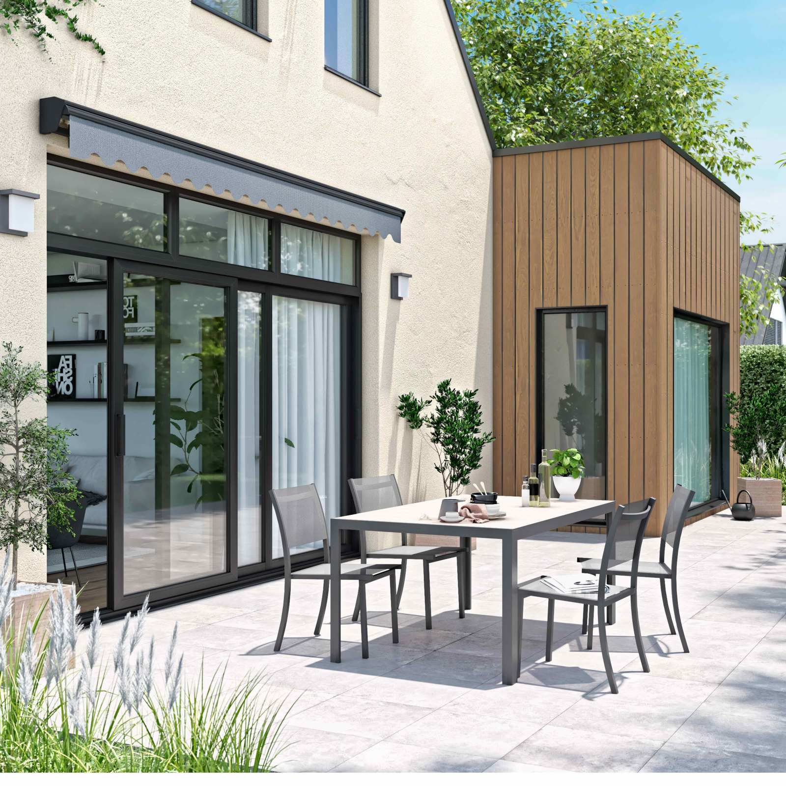 Store banne motorisé avec coffre semi-intégral 3 x 4 m