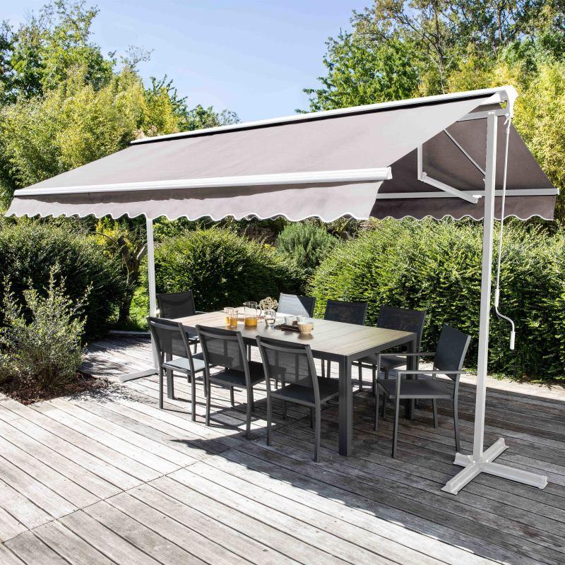 Store banne double pente avec 4 dalles de lestage