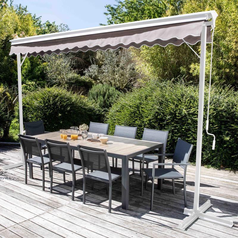 Store banne double pente avec 4 dalles de lestage