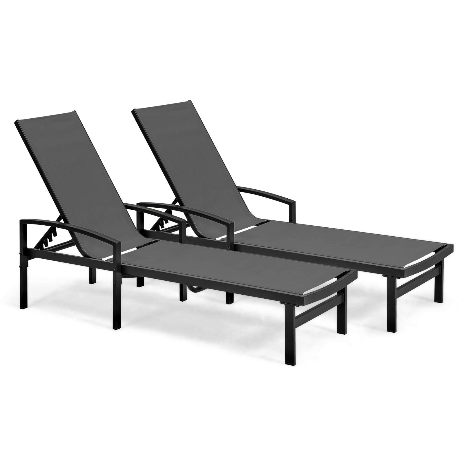 Lot de 2 bains de soleil avec accoudoirs, inclinables 5 positions