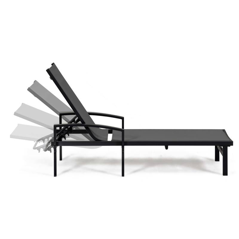 Lot de 2 bains de soleil avec accoudoirs, inclinables 5 positions (4/6)