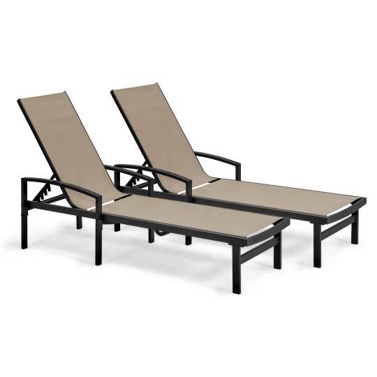 Lot de 2 bains de soleil avec accoudoirs, inclinables 5 positions | Oviala
