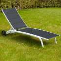 Lot de 2 bains de soleil en aluminium avec roues, inclinables 4 positions