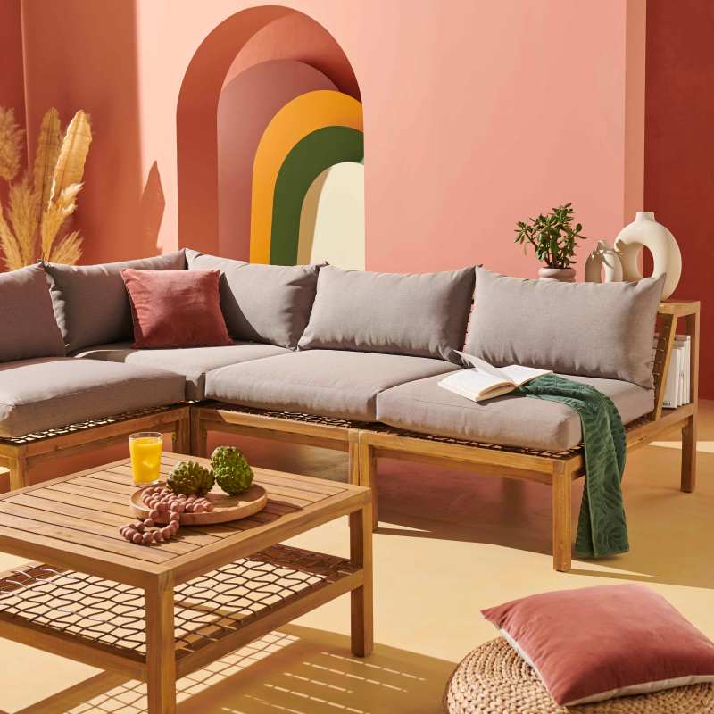 Table basse carrée (70 x 70 x 40,5 cm) en bois d'acacia