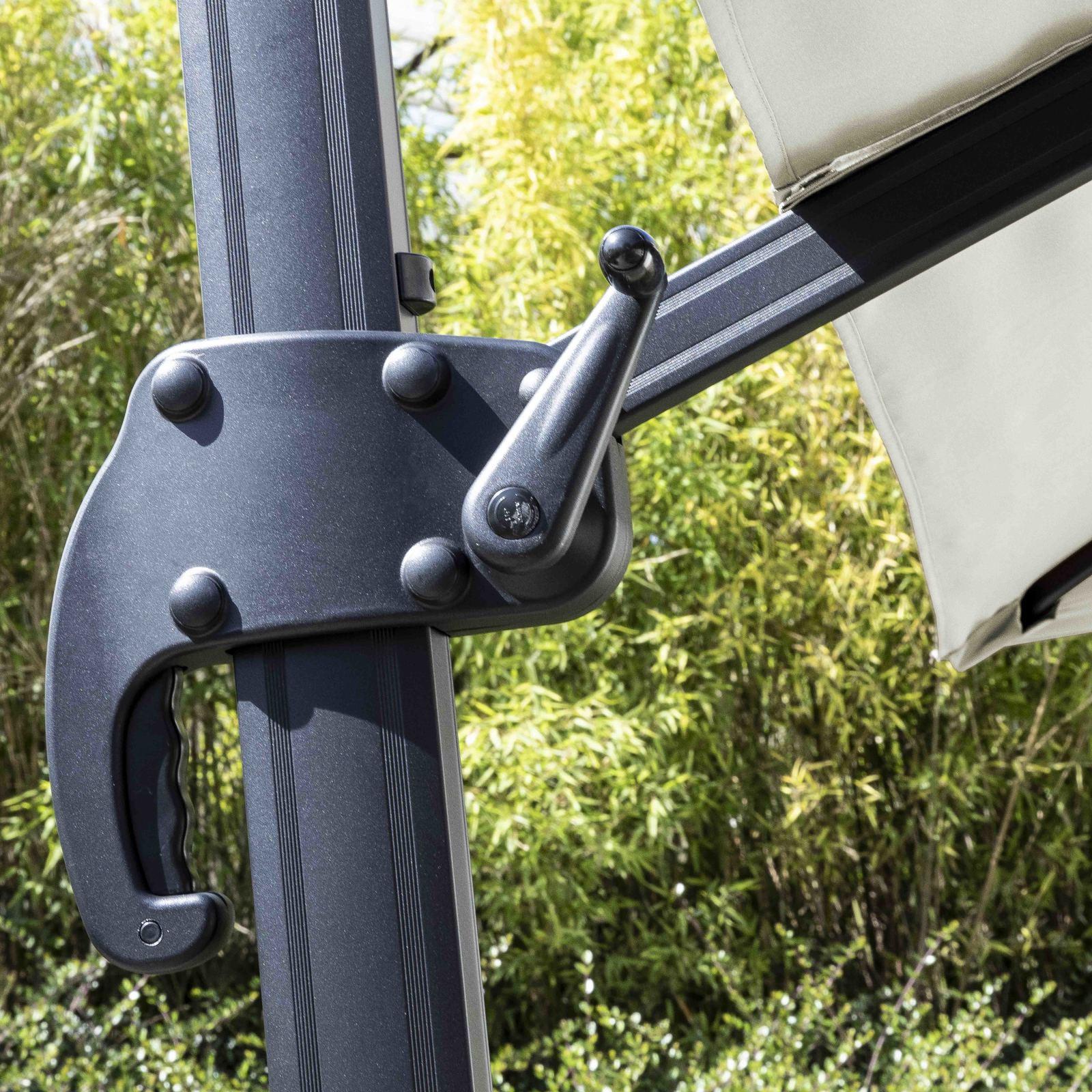 Ensemble parasol déporté carré (3 x 3m) rotatif 360° + 4 dalles lestées