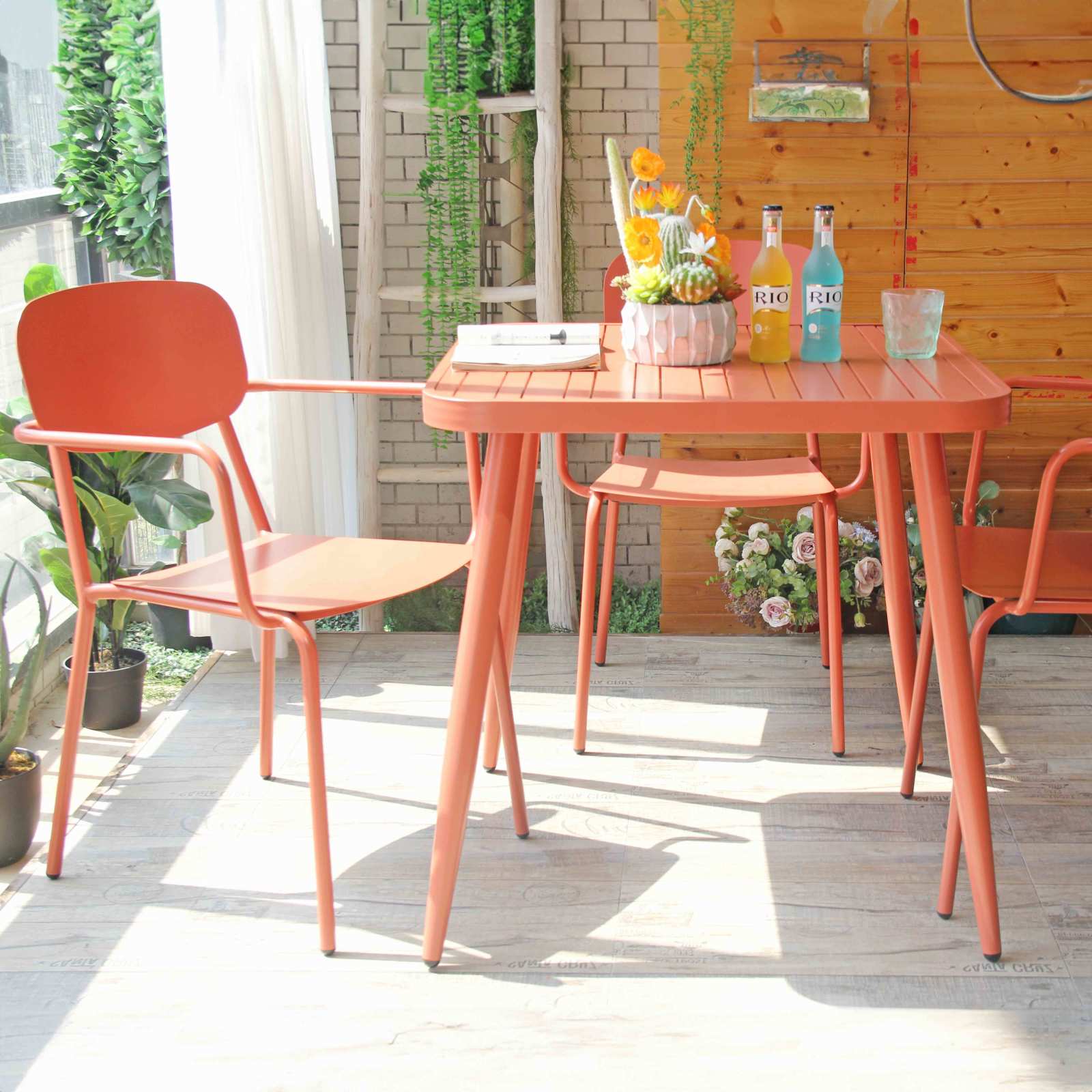 Table de jardin carrée (75 x 75 x 76 cm) en aluminium