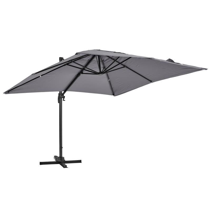 Ensemble parasol déporté carré (3 x 3m) rotatif 360° + 4 dalles lestées (3/6)
