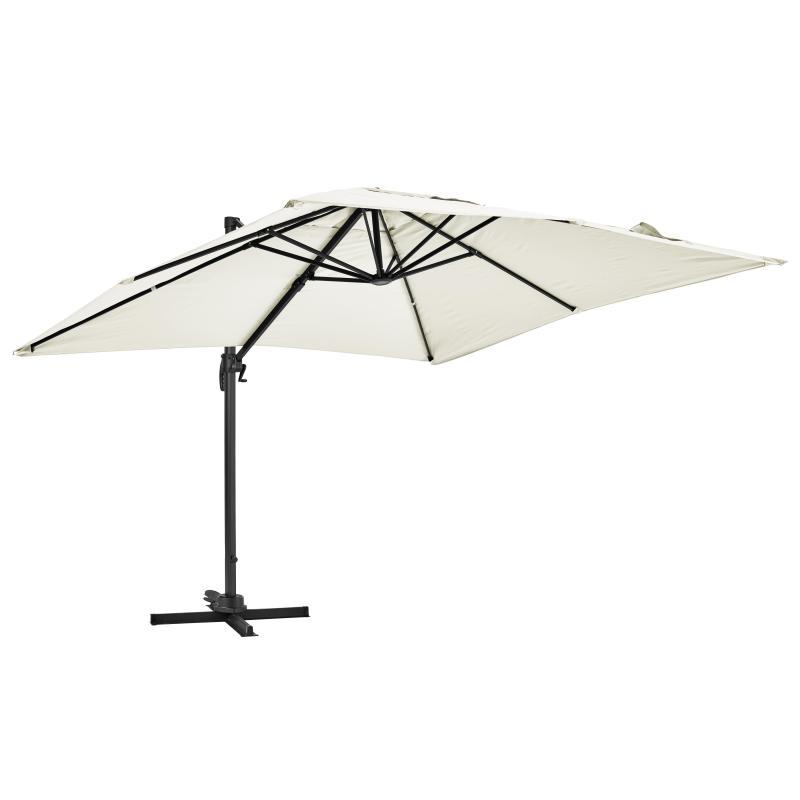 Ensemble parasol déporté carré (3 x 3m) rotatif 360° + 4 dalles lestées