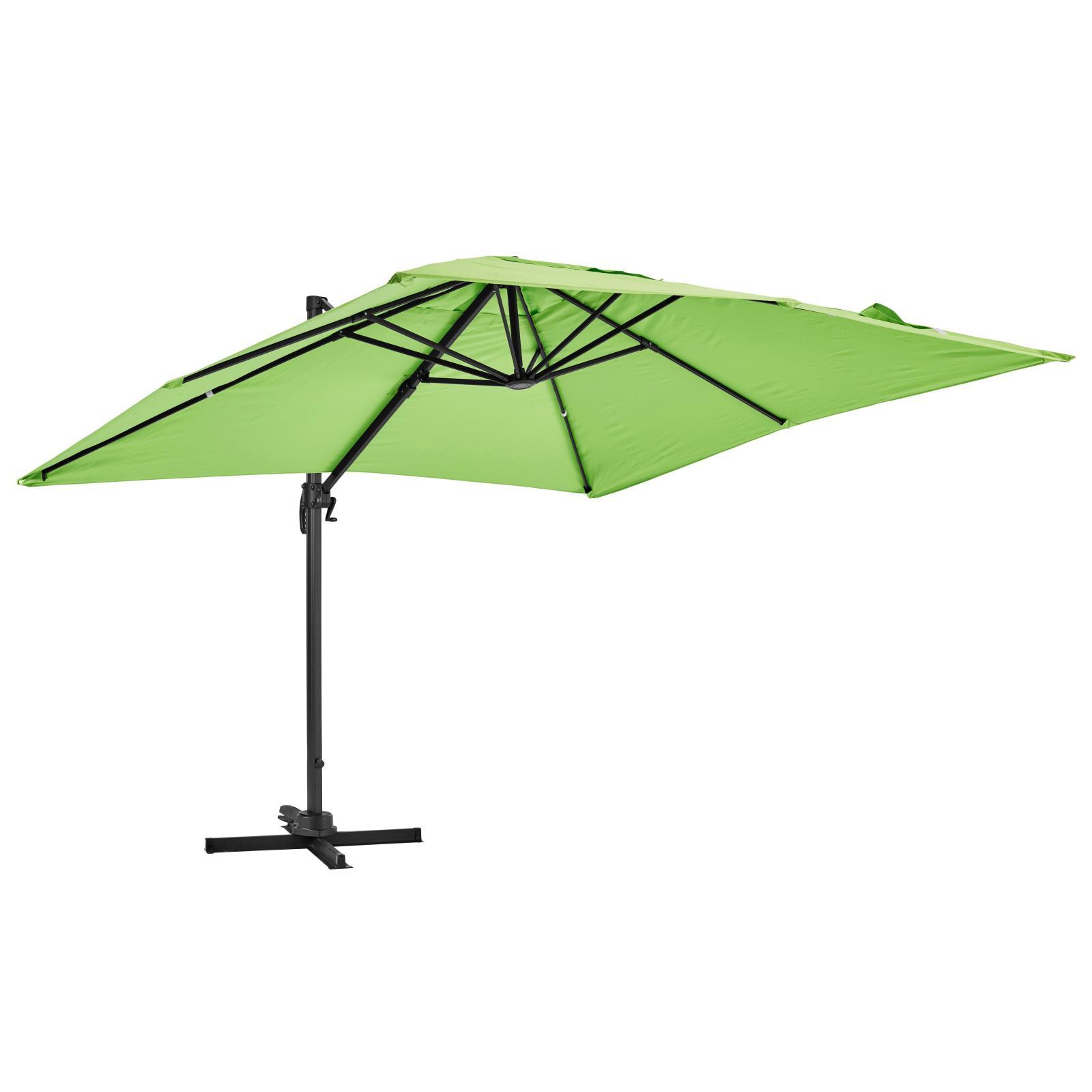 Ensemble parasol déporté carré (3 x 3m) rotatif 360° + 4 dalles lestées